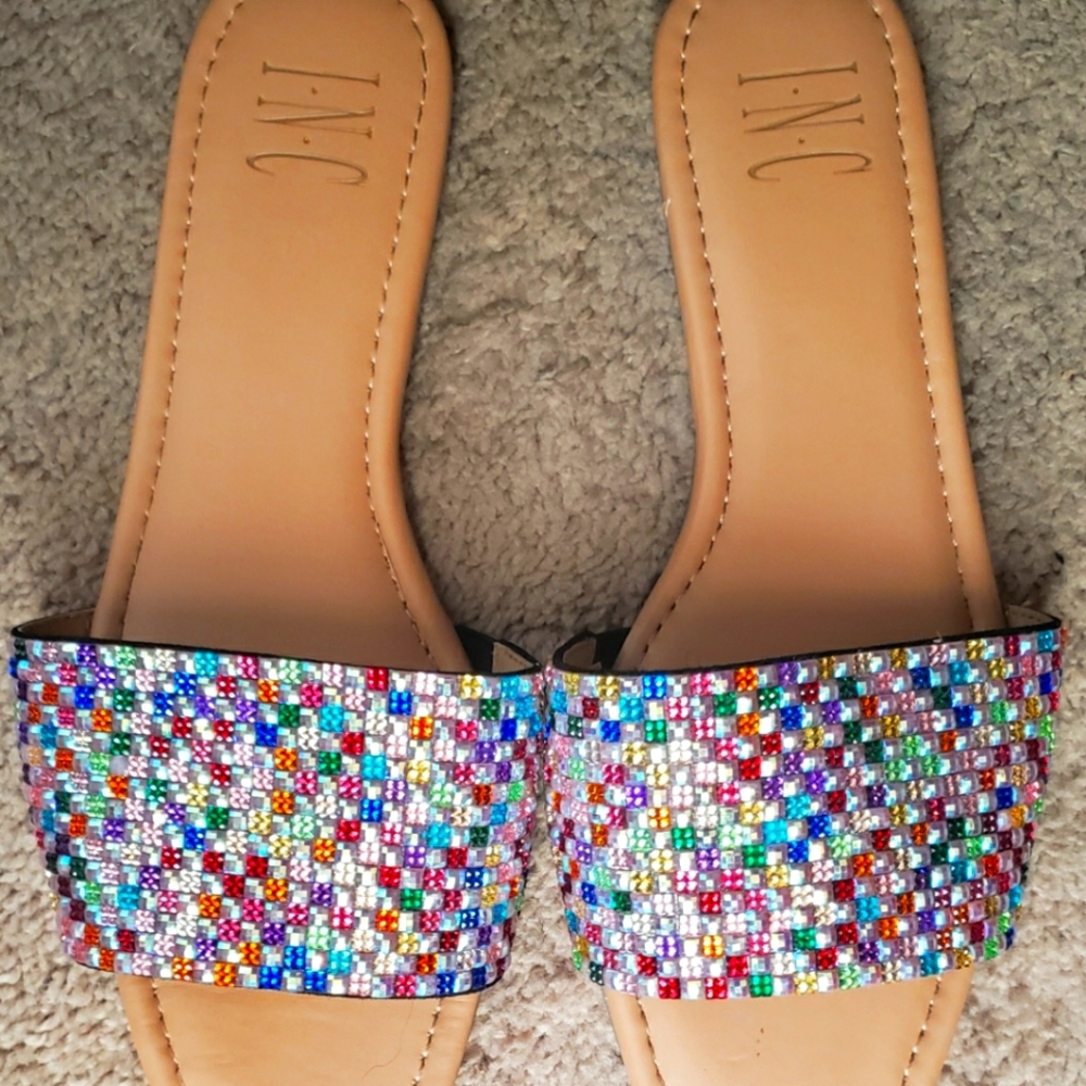 INC Flats.  Beautiful Rainbow Sparkles. Just brought. Too flat for me.